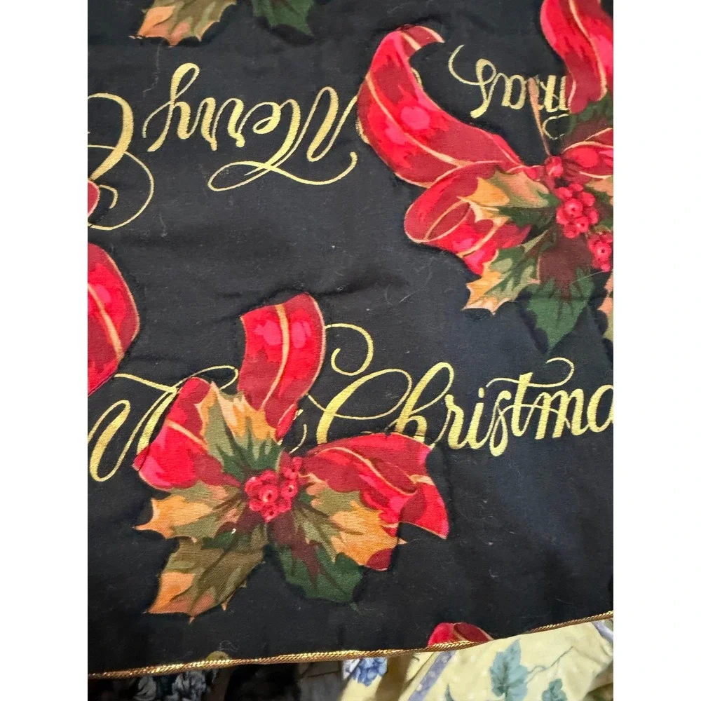 Biencarlo Merry Christmas Pillow Covers Set of 2 Black Red Gold Holly 16x16‎